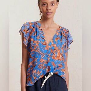 A.L.C. Blue and Orange Floral Blouse
